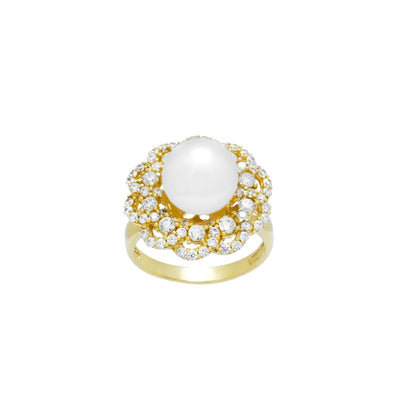 Nhẫn hoa ngọc trai nhân tạo Bảo Tín K&K Vàng 14K đính Ngọc trai nhân tạo - Bảo Tín K&K