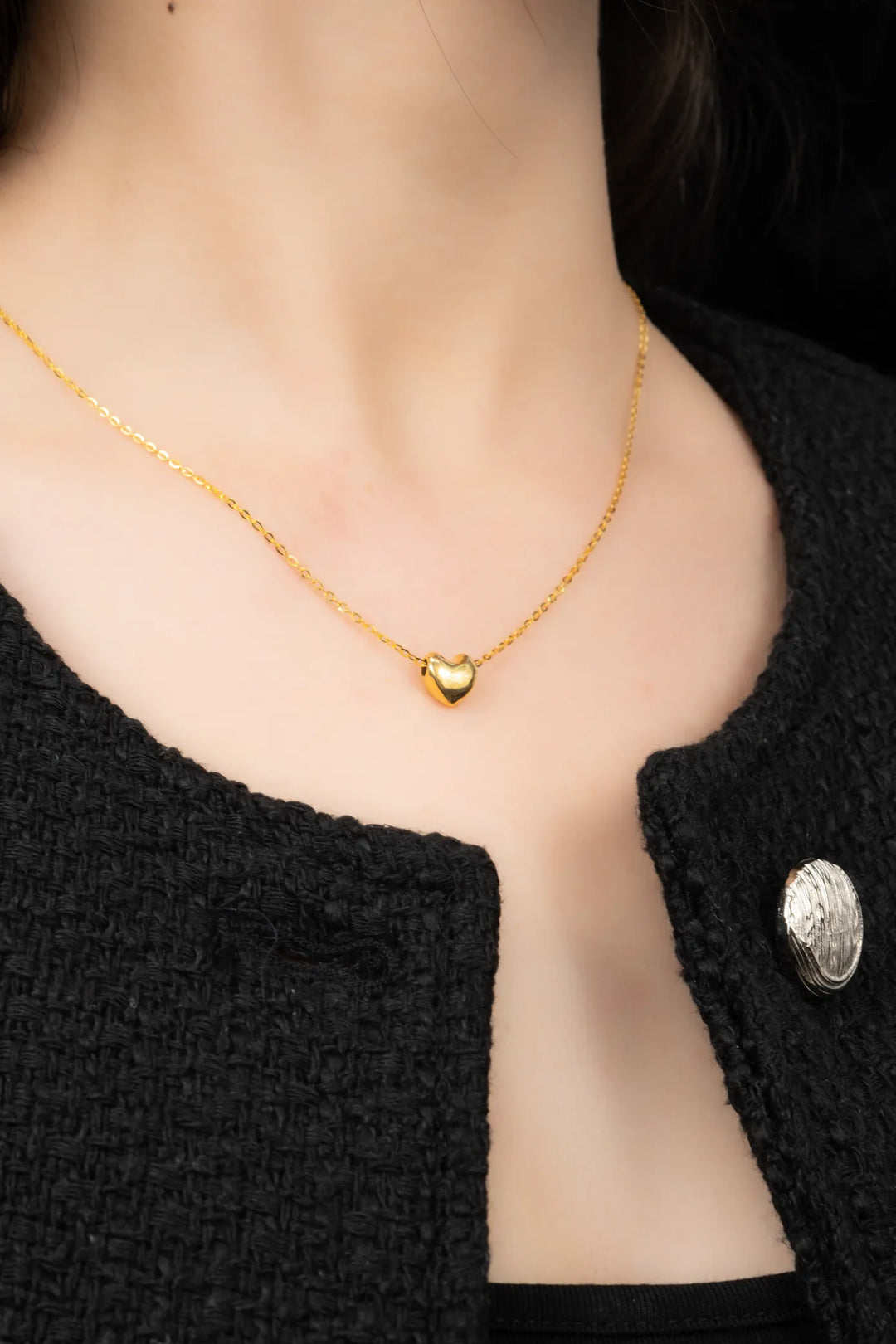 Dây Chuyền Liền Mặt Trái Tim Trơn Vàng 16K Bảo Tín K&K