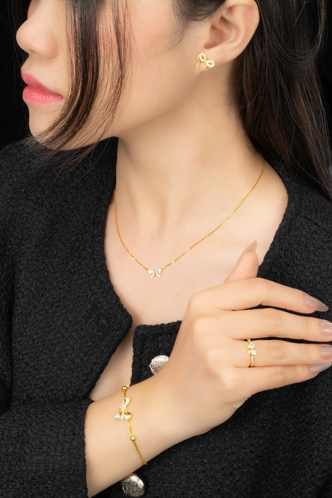 Nhẫn Hình Nơ Vàng 16K đính đá CZ Bảo Tín K&K