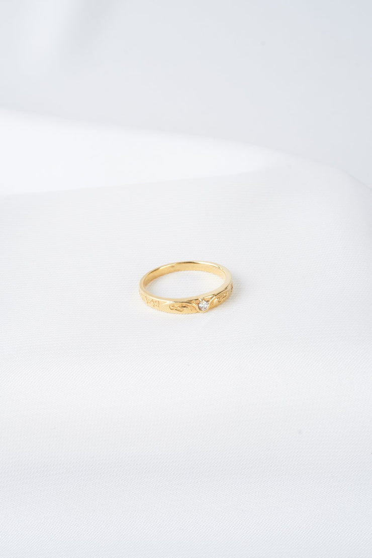Nhẫn cưới vàng hoa văn Bảo Tín K&K Vàng 18K đính Kim cương