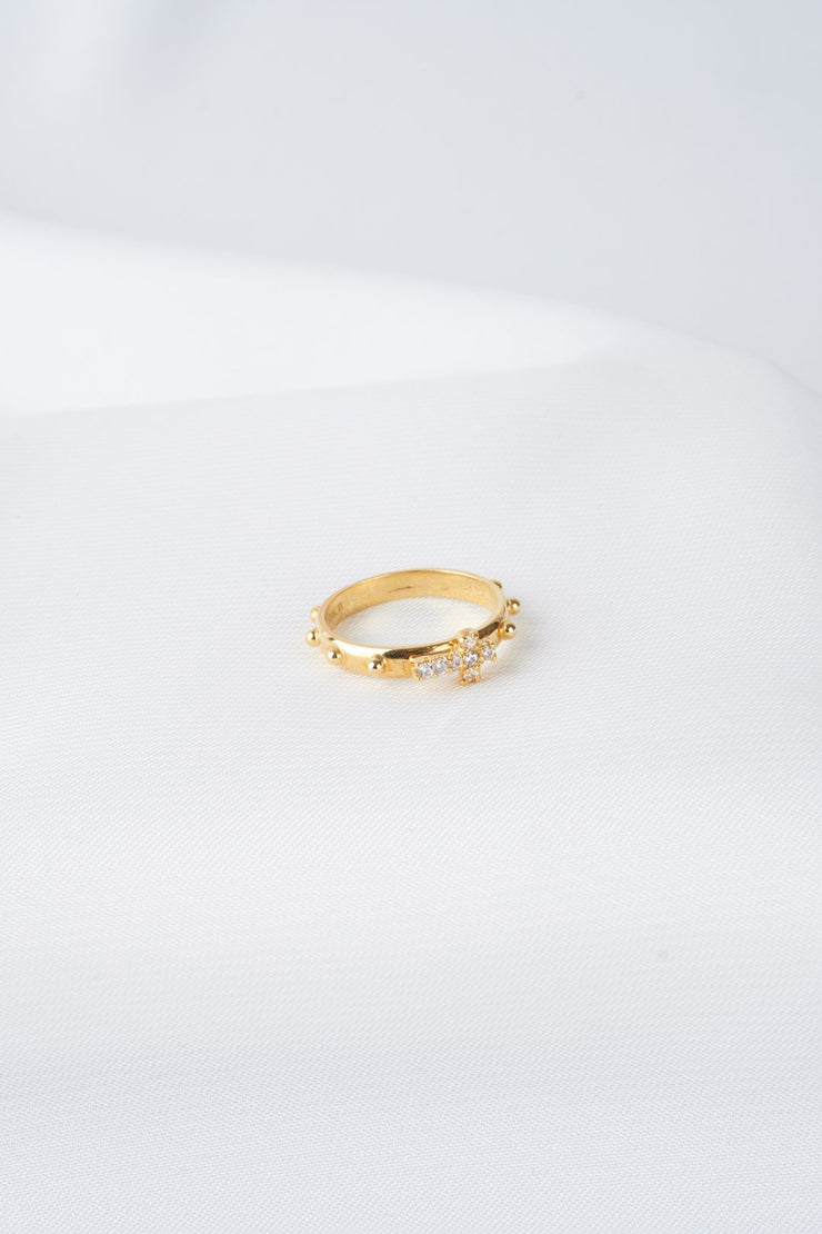 Nhẫn cưới vàng thánh giá tấm Bảo Tín K&K Vàng 18K đính Đá cao cấp