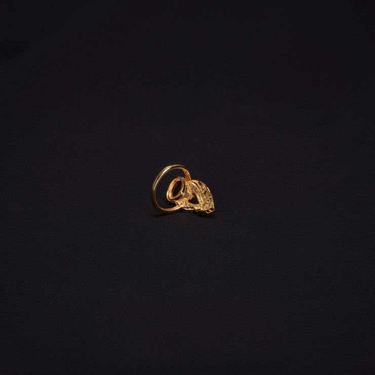 Nhẫn vàng hồ ly tấm Bảo Tín K&K Vàng 14K đính Đá cao cấp, Đá màu