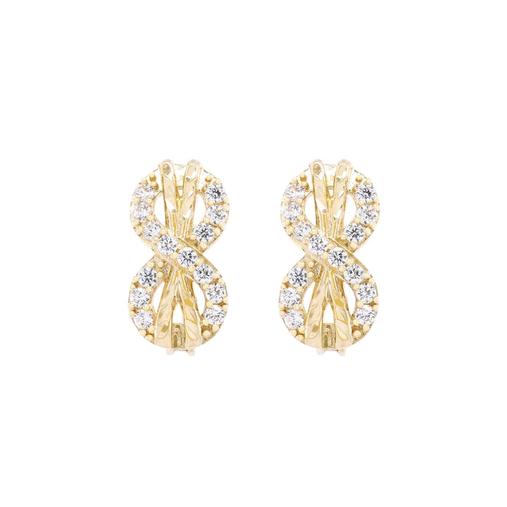 Bông Tai Infinity Móc Máy Bảo Tín K&K Vàng 14K Đính Đá Cao Cấp - Bảo Tín K&K