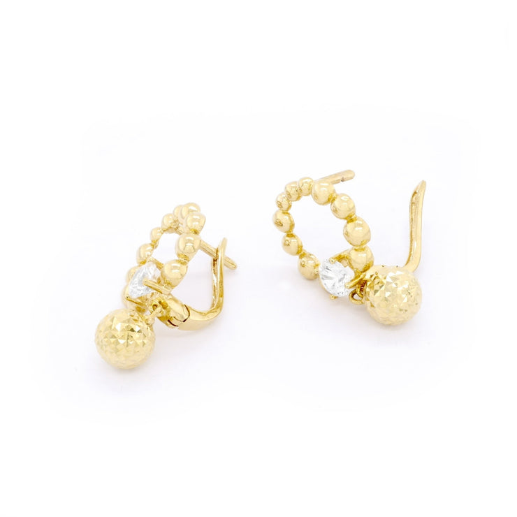 Bông tai vàng châu móc máy Bảo Tín K&K Vàng 14K đính Đá cao cấp - Bảo Tín K&K