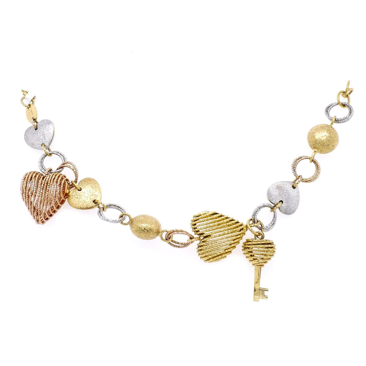 Lắc hồng vàng tim lưới Bảo Tín K&K Vàng kiểu Ý 750 - Bảo Tín K&K