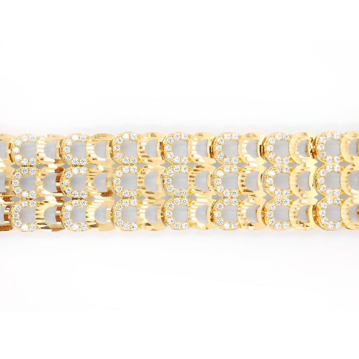 Lắc vàng bản vảy cá Bảo Tín K&K Vàng 14K đính Đá cao cấp - Bảo Tín K&K