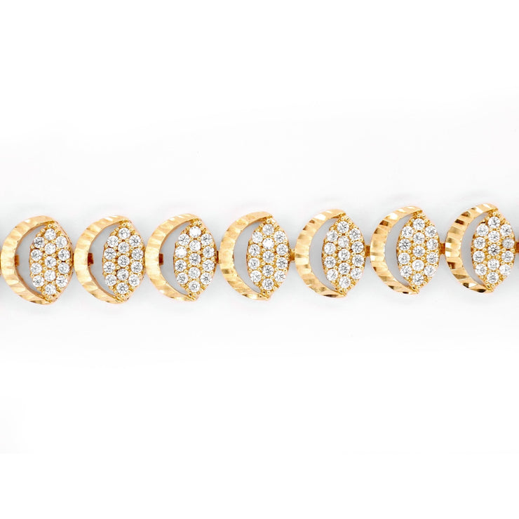Lắc vàng lá móc máy Bảo Tín K&K Vàng 14K đính Đá cao cấp - Bảo Tín K&K