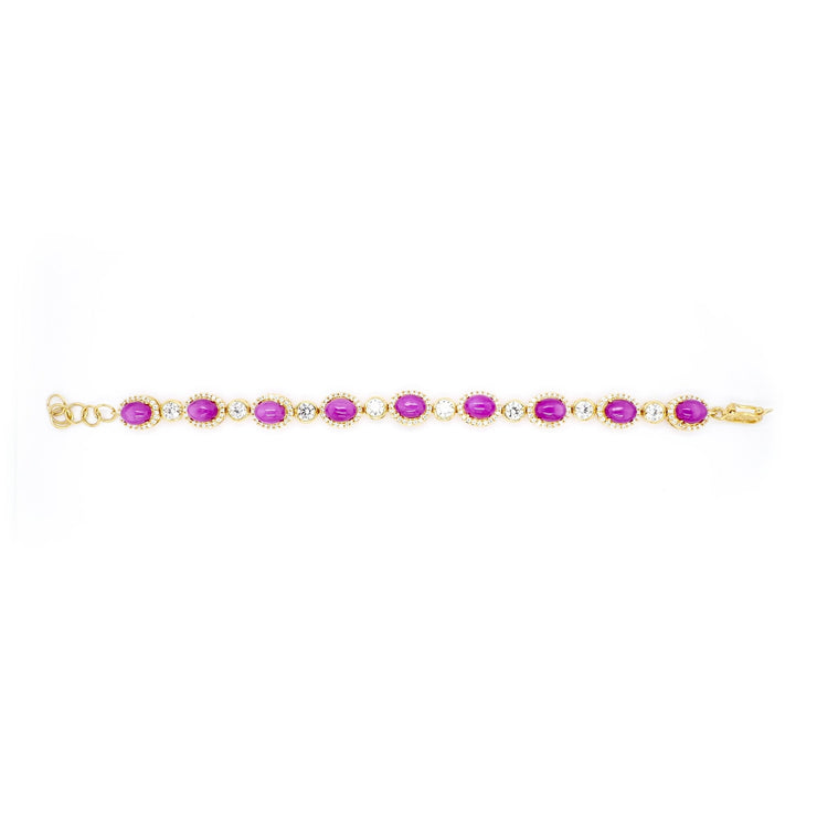 Lắc vàng ovan Bảo Tín K&K Vàng 14K đính Đá màu - Bảo Tín K&K