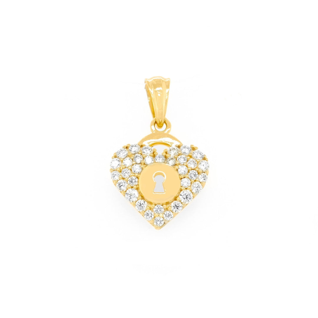 Mặt dây chuyền vàng ổ khóa tim tấm Bảo Tín K&K Vàng 14K đính Đá cao cấp - Bảo Tín K&K