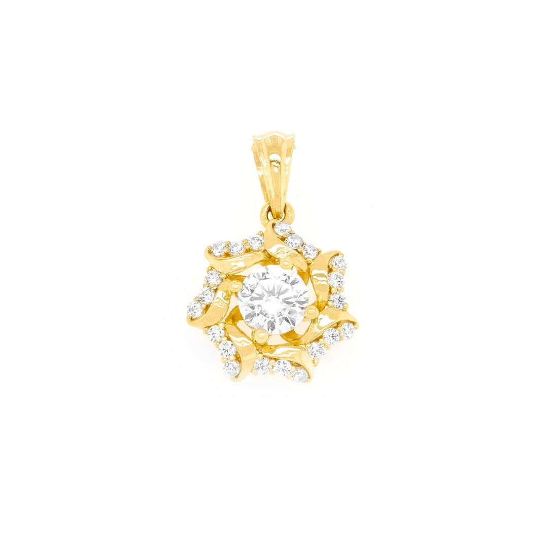 Mặt dây chuyền vàng xoáy tấm Bảo Tín K&K Vàng 14K đính Đá cao cấp - Bảo Tín K&K