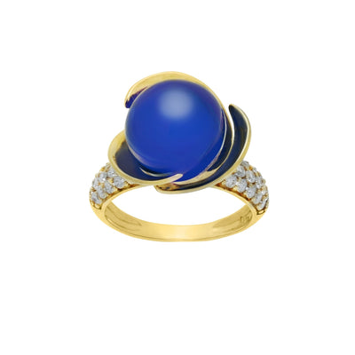 Nhẫn hoa đá màu xanh dương Bảo Tín K&K Vàng 14K đính Đá màu - Bảo Tín K&K