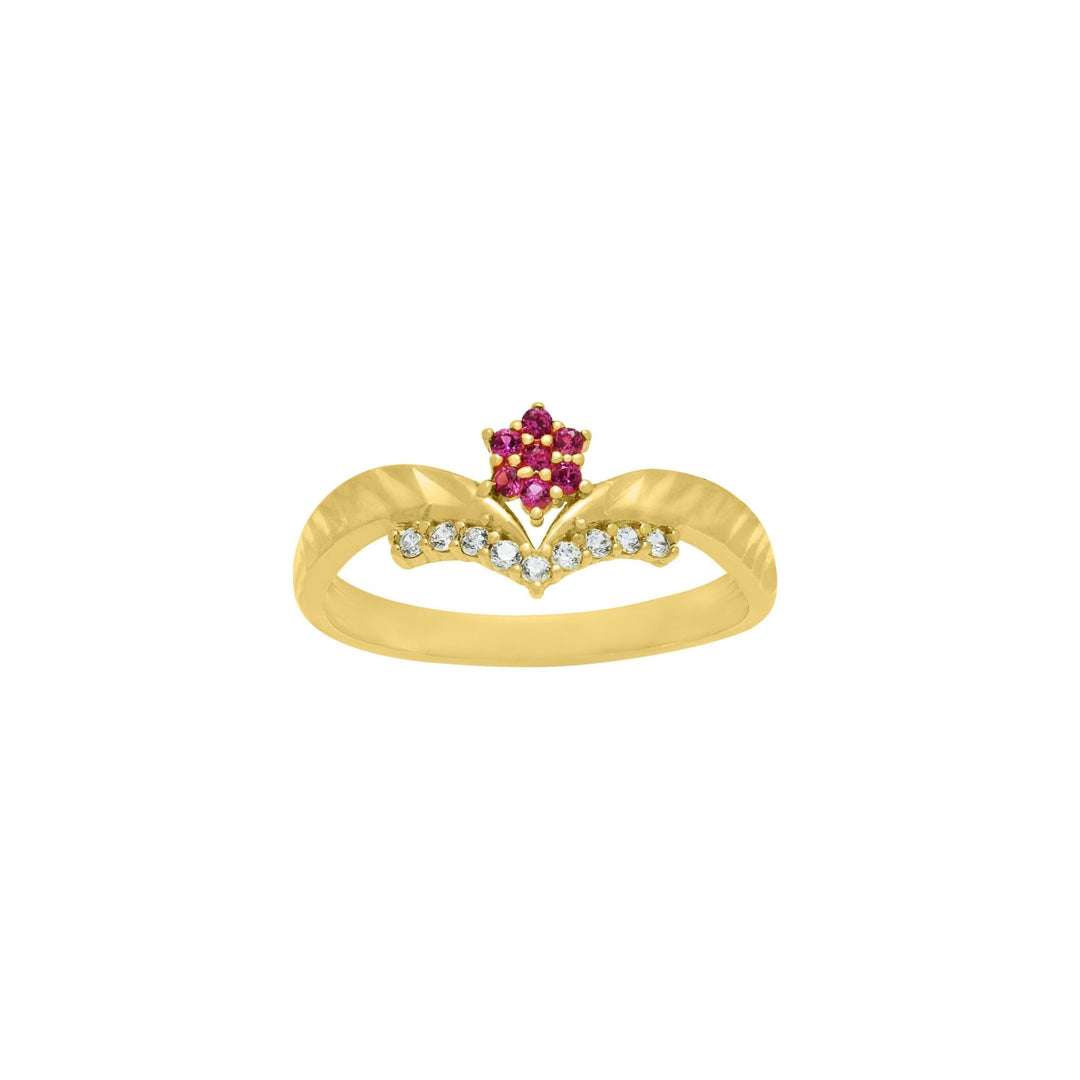 Nhẫn hoa mai đá hồng Bảo Tín K&K Vàng 18K đính Đá màu - Bảo Tín K&K