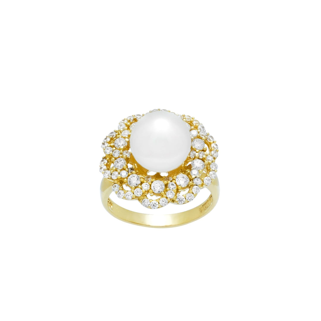 Nhẫn hoa ngọc trai nhân tạo Bảo Tín K&K Vàng 14K đính Ngọc trai nhân tạo - Bảo Tín K&K