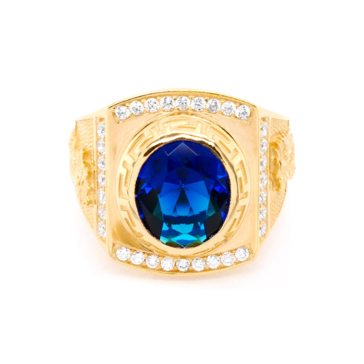 Nhẫn nam vàng hai bên rồng Bảo Tín K&K Vàng 18K đính Đá màu - Bảo Tín K&K