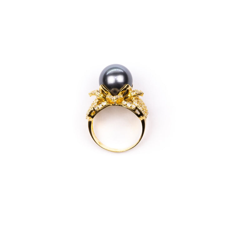 Nhẫn vàng kiểu ngọc trai nhân tạo đen - Bảo Tín K&K